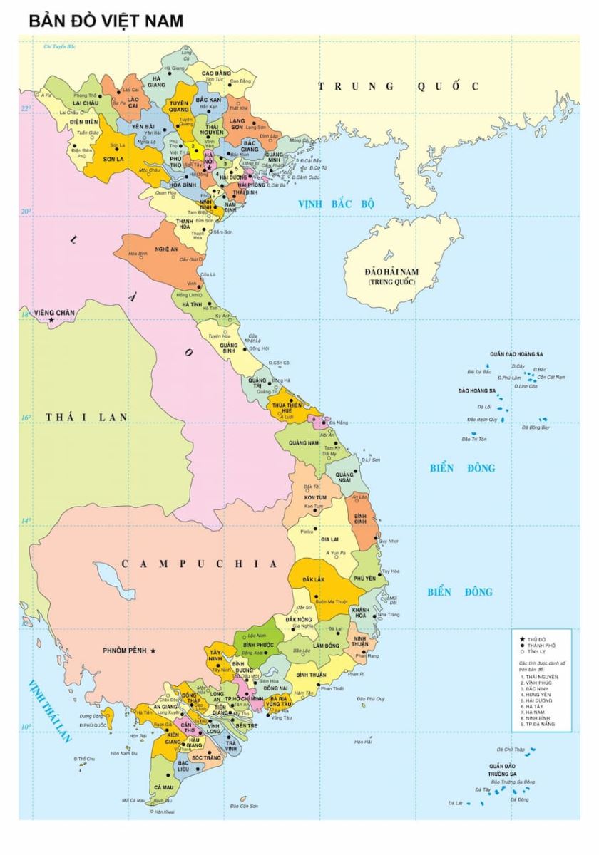Cartina geografica del Vietnam