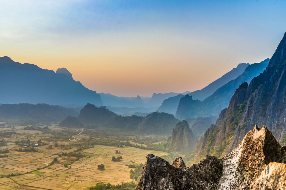 vang vieng, collina del tramonto, pha ngeun