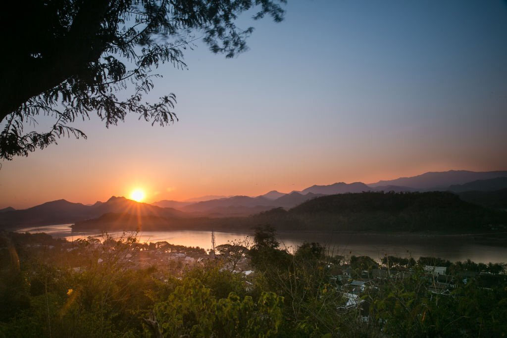 luang prabang, Vista dalla collina di Phousi al tramonto